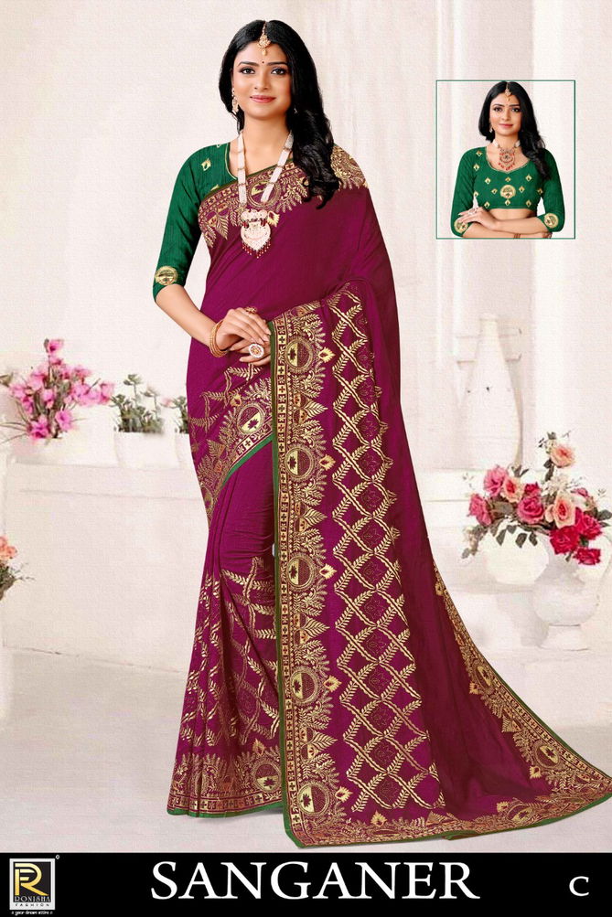 Ronisha Sanganer Festive Wear Wholesale Designer Sarees Catalog
